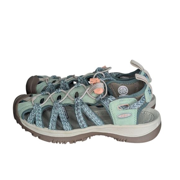 NWOB Keen Whisper Light Green Peach Waterproof Sandals Womens 10 Hiking Trail - Picture 1 of 9